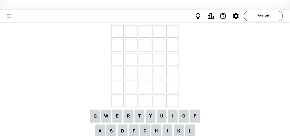 Wordle daily board with the empty five-letter grid and on-screen keyboard